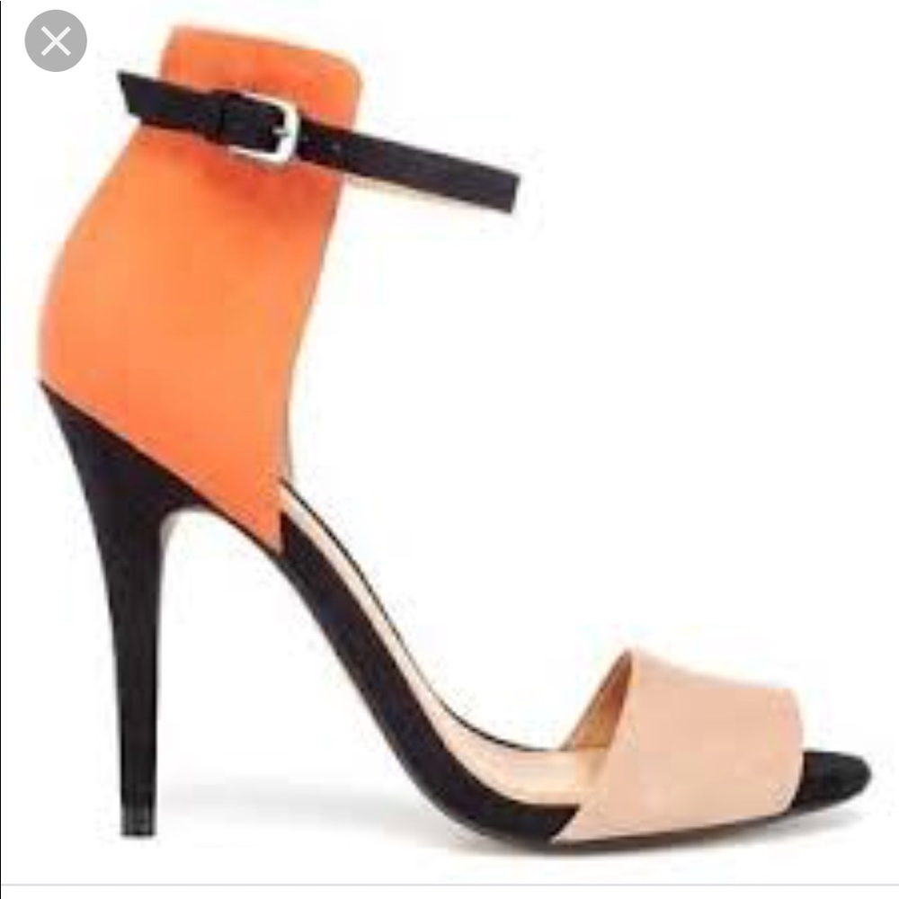 Zara colorblock beige orange sandal heel